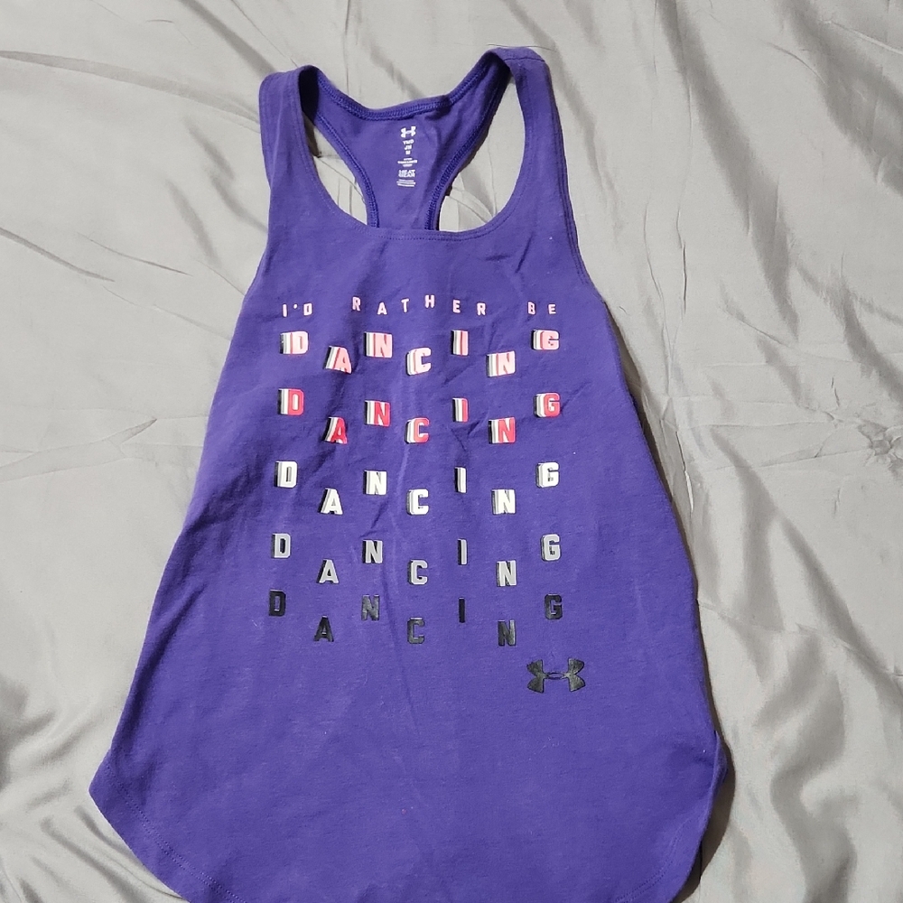Under Armour Purple Tank with Colorful Dancing Text